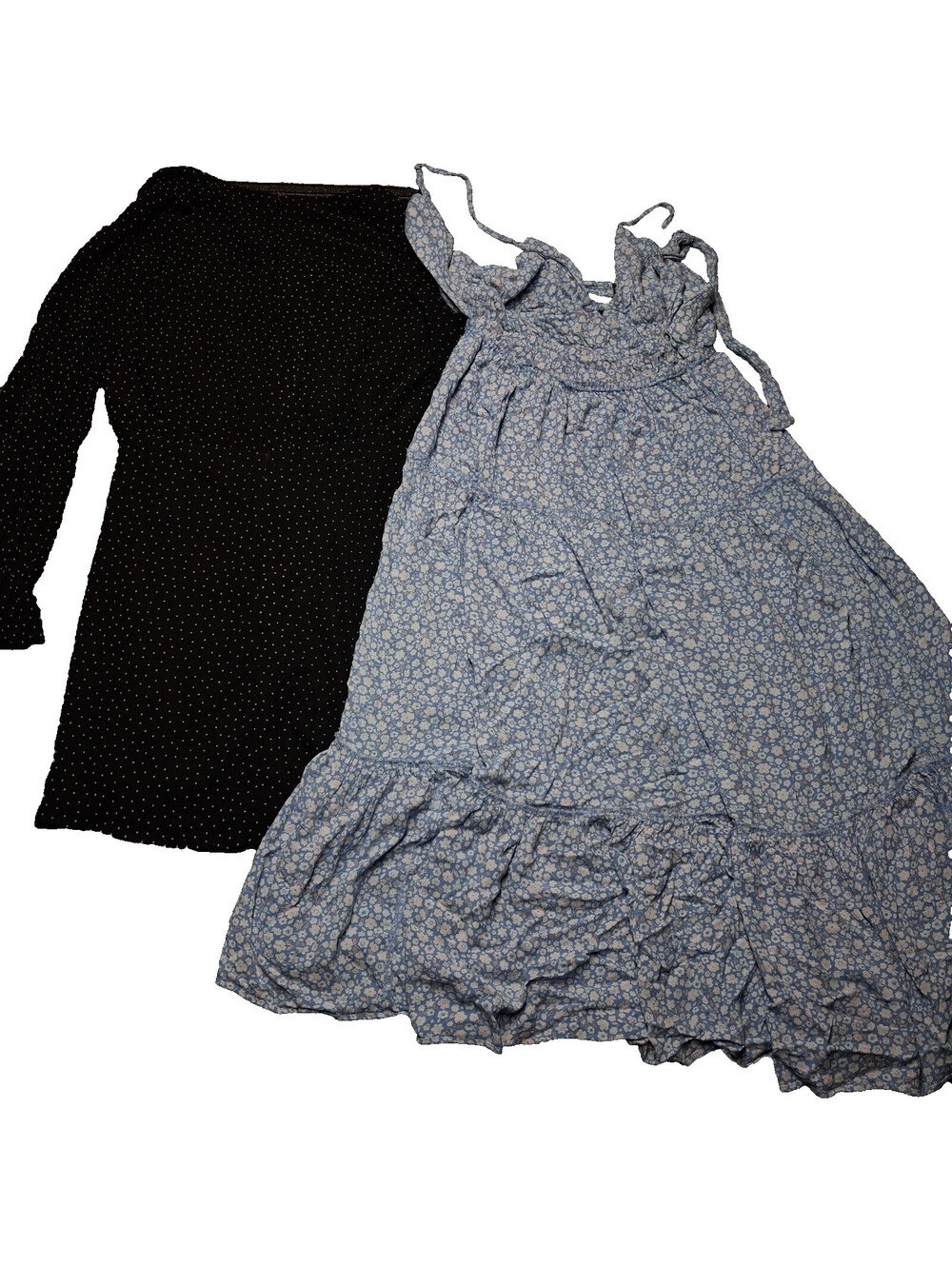Womens Small Dress Lot 2 Rokoko Blue Floral Black Polka Dot Maxi Cottagecore